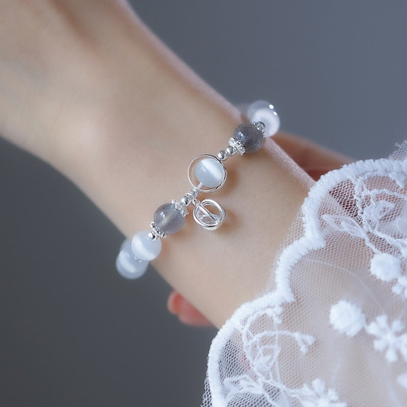 Crystal pearl bracelet cat's eye stone