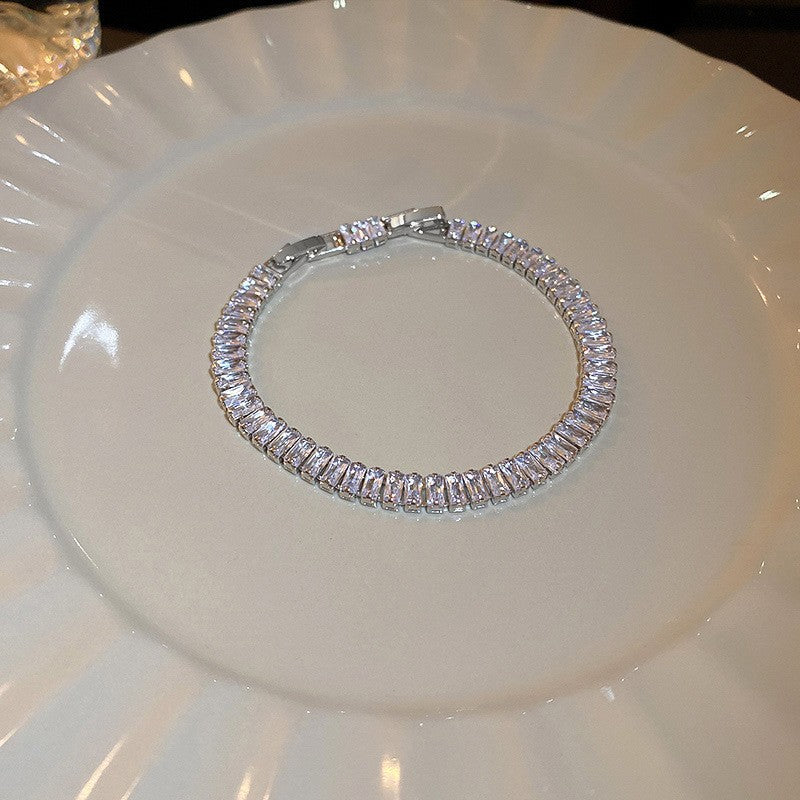 Zircon glass bead square heart adjustable bracelet