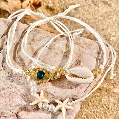 Vacation Series Beach Starfish Shell Rice Bead Woven bracelet