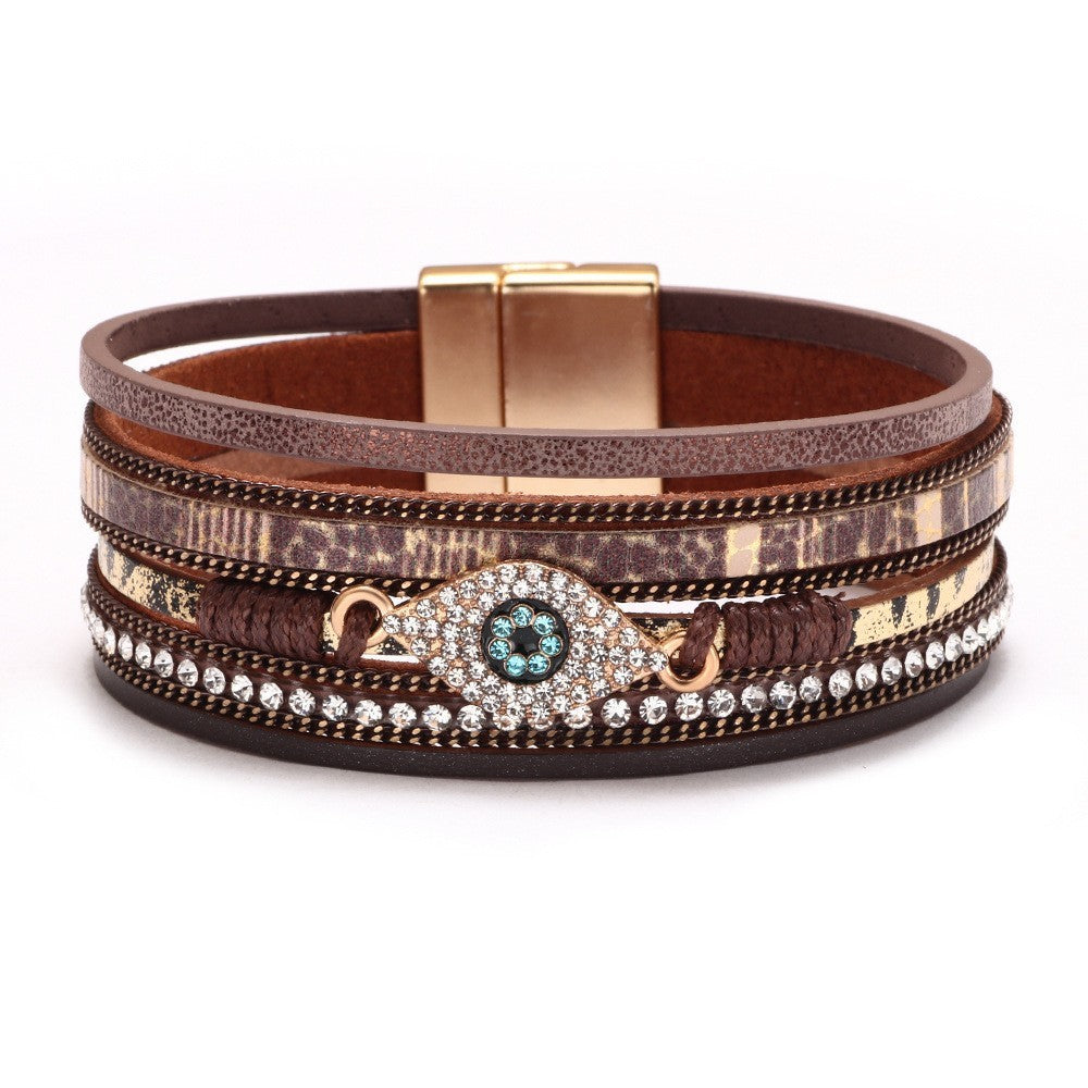 Cross bracelet with slightly set diamond magnetic clasp