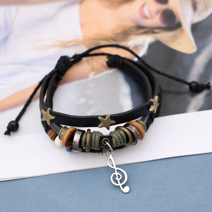 Woven leather star beads