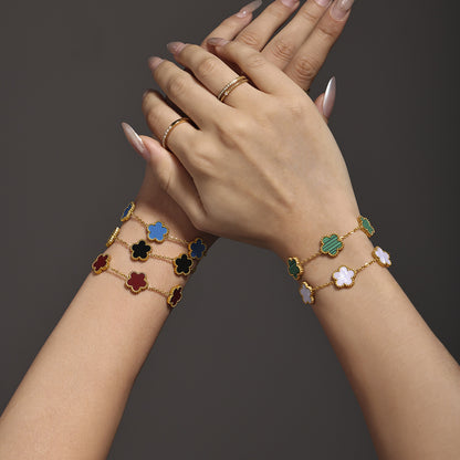 Five-leaf flower stainless steel bracelet