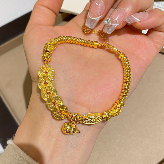 Ancient-style golden small gourd bracelet