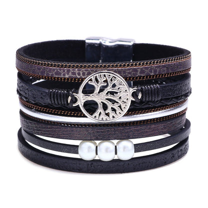 Cross bracelet with slightly set diamond magnetic clasp