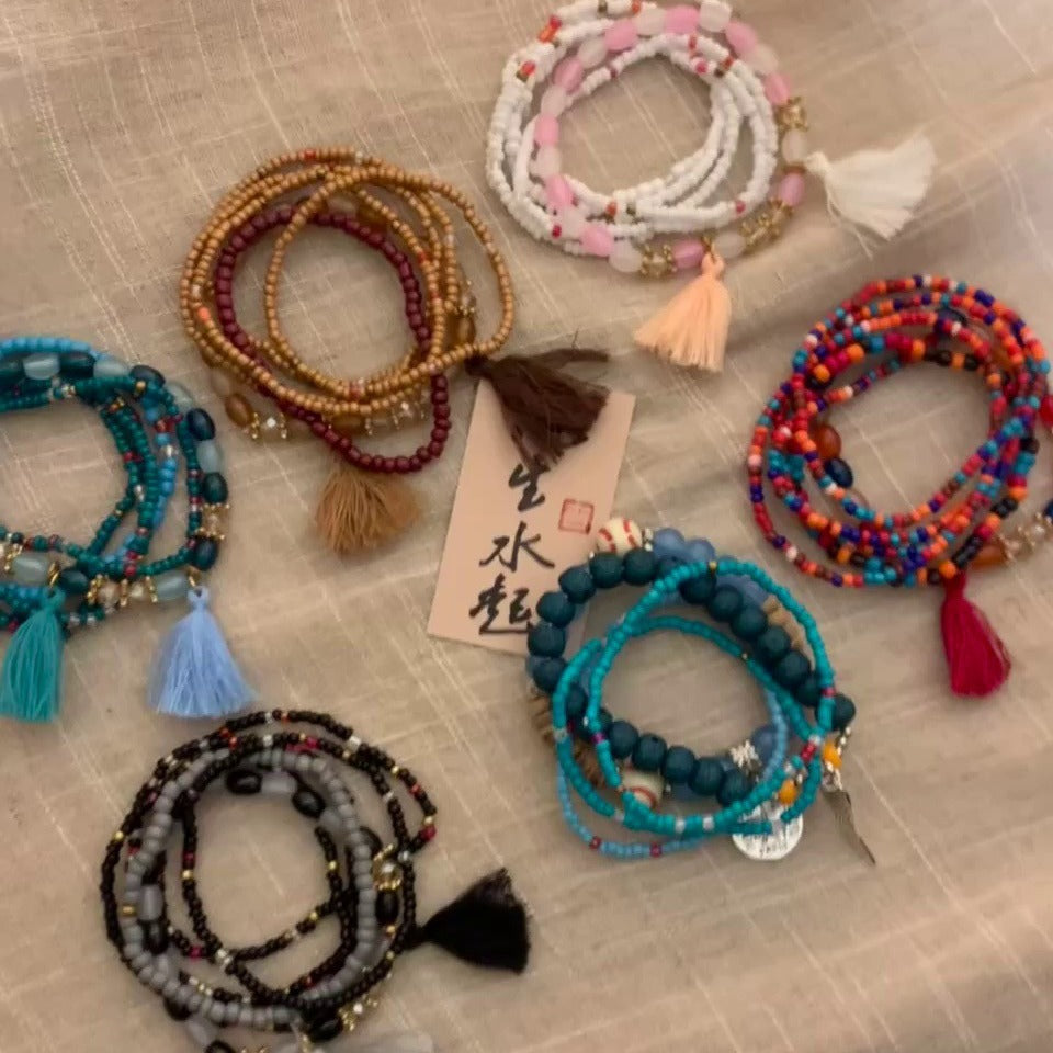 Multi-layered beaded bracelet