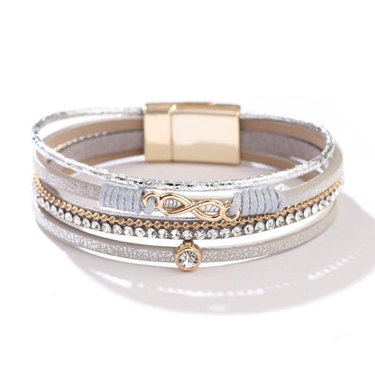 Cross bracelet with slightly set diamond magnetic clasp