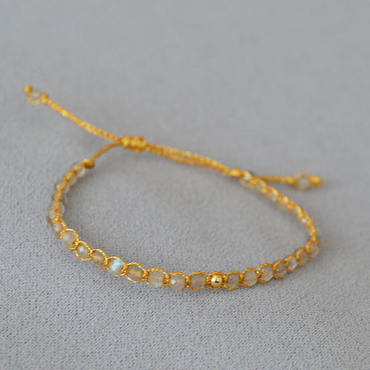 Retro grey glitter moonstone gold thread hand-woven beads