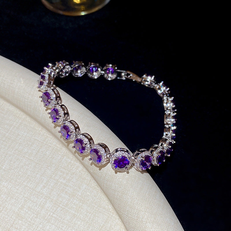 18K real gold electroplated zircon horseshoe buckle bracelet