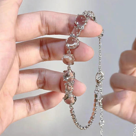 Crystal pearl bracelet cat's eye stone