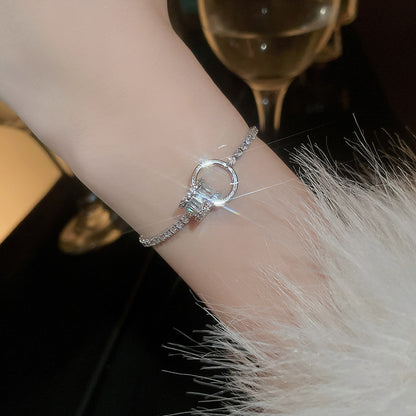 Zircon glass bead square heart adjustable bracelet