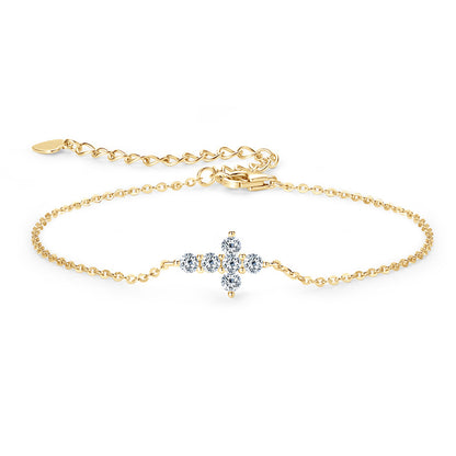 Cross D-color Moissanite bracelet s925 silver