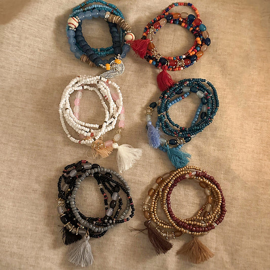 Multi-layered beaded bracelet