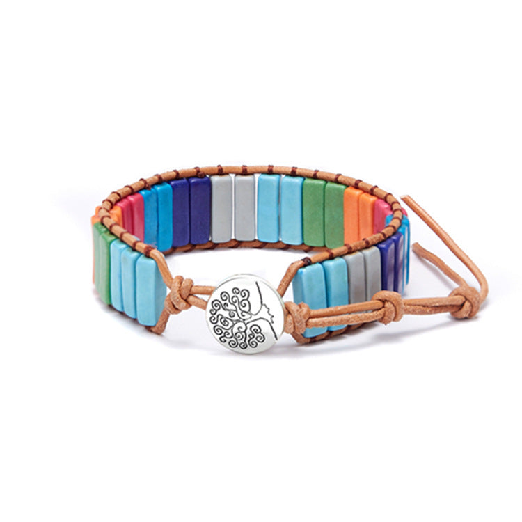 Hand-wound woven leather rope bracelet