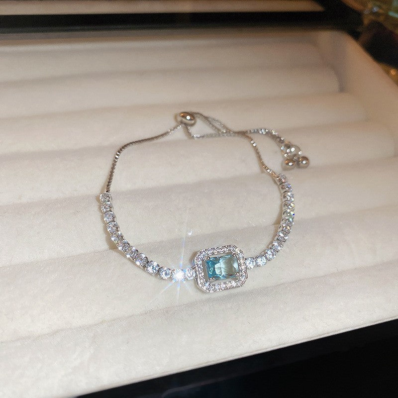 Zircon glass bead square heart adjustable bracelet