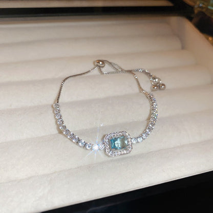 Zircon glass bead square heart adjustable bracelet