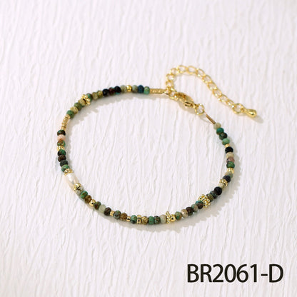 Semi-precious stone and pearl spliced bracelet