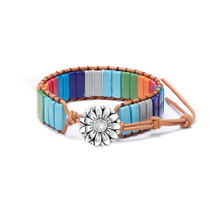 Hand-wound woven leather rope bracelet