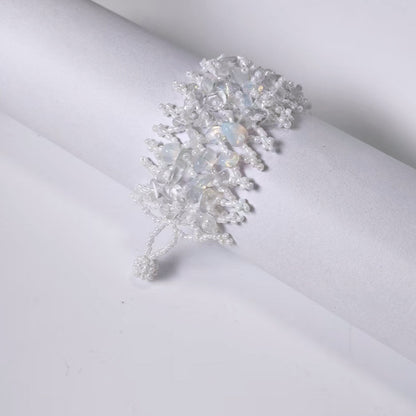 Handmade crushed stone beaded Bohemian hollowed-out rice bead crushed stone bracelet