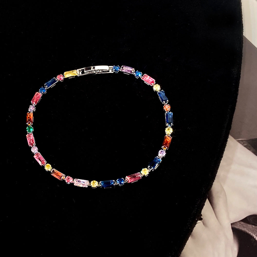 Clover micro-inlaid zircon hollowed-out bracelet