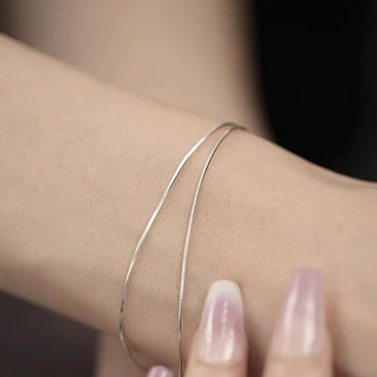 925 silver-plated snake-bone chain slim bracelet