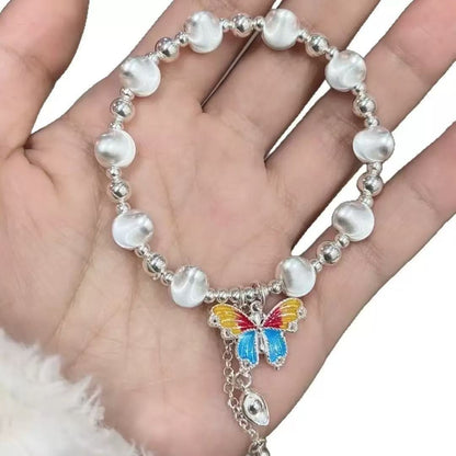 Butterfly cat's eye bracelet, enamel beaded for women