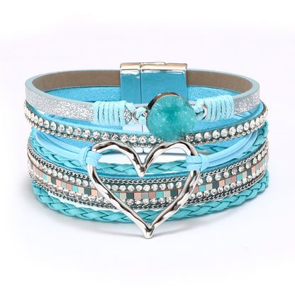 Cross bracelet with slightly set diamond magnetic clasp