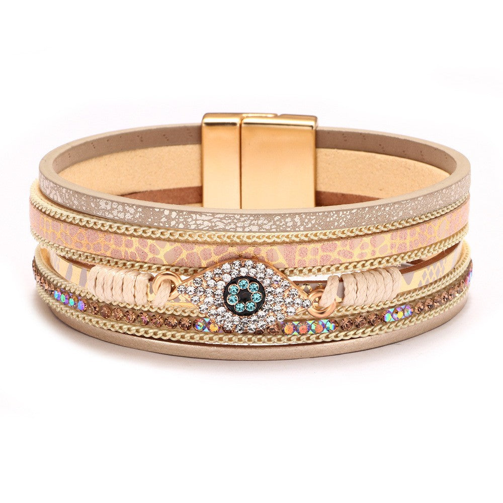 Cross bracelet with slightly set diamond magnetic clasp