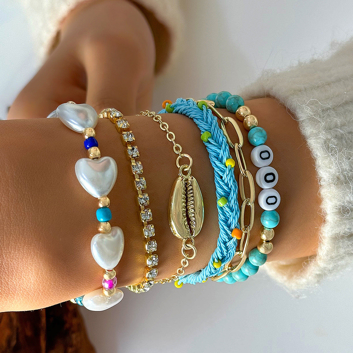 Vacation Series Beach Starfish Shell Rice Bead Woven bracelet