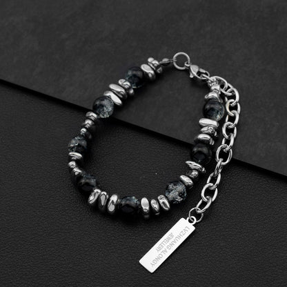 Ice crack spliced black gallstone bracelet