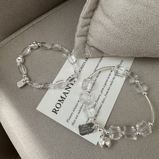 S925 pure silver white crystal bracelet