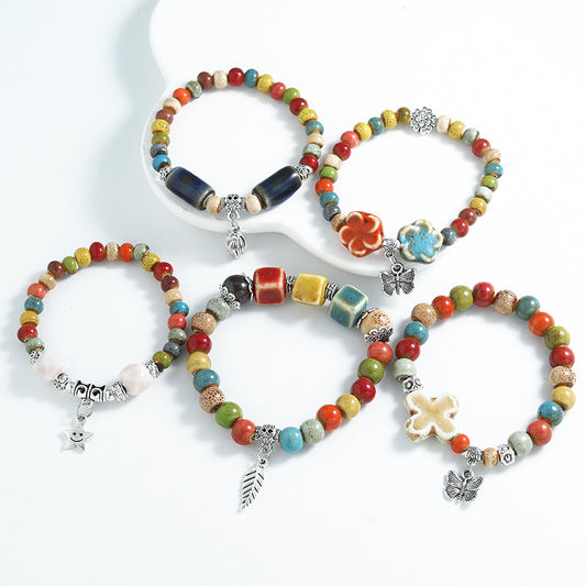Ethnic-style ceramic beaded bracelet, artistic