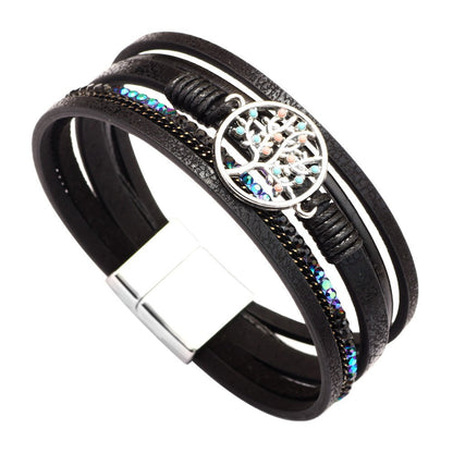 Cross bracelet with slightly set diamond magnetic clasp