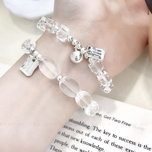 Transparent crystal beaded bracelet