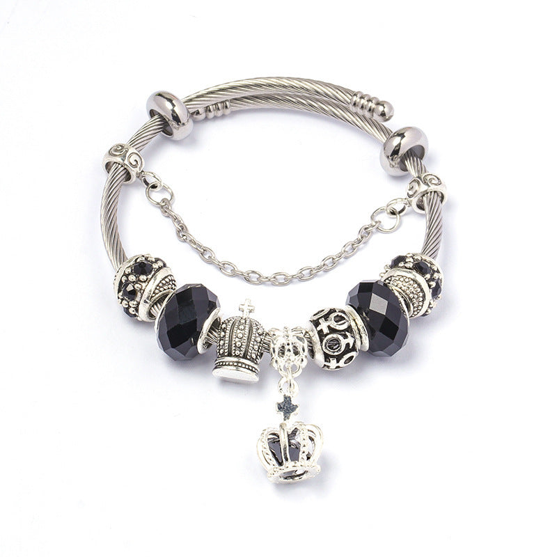 Colorful crystal Amazon Cross-border Crown beaded bracelet, handcrafted glass beads