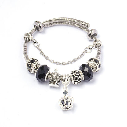 Colorful crystal Amazon Cross-border Crown beaded bracelet, handcrafted glass beads