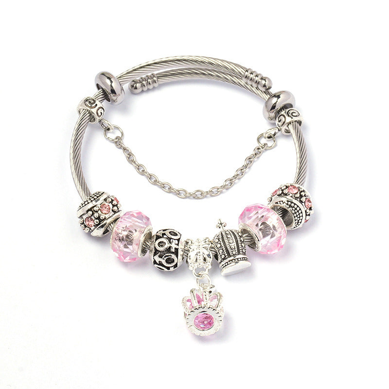 Colorful crystal Amazon Cross-border Crown beaded bracelet, handcrafted glass beads