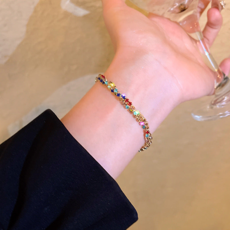 Stack colored dopamine zircon bracelets
