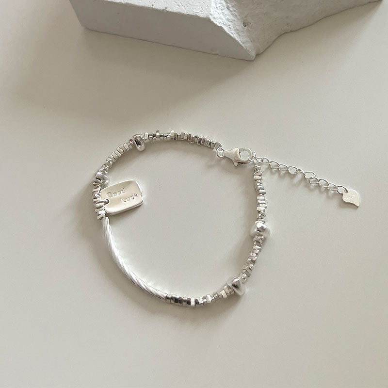 Broken silver bracelet for women, 925 sterling silver