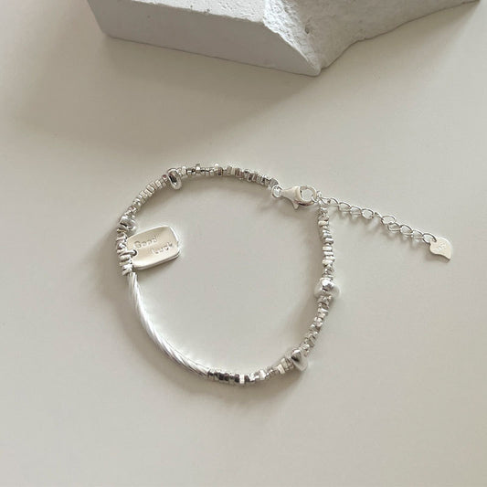 Broken silver bracelet for women, 925 sterling silver
