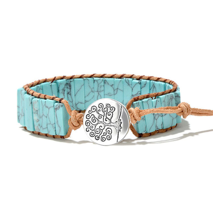 Hand-wound woven leather rope bracelet