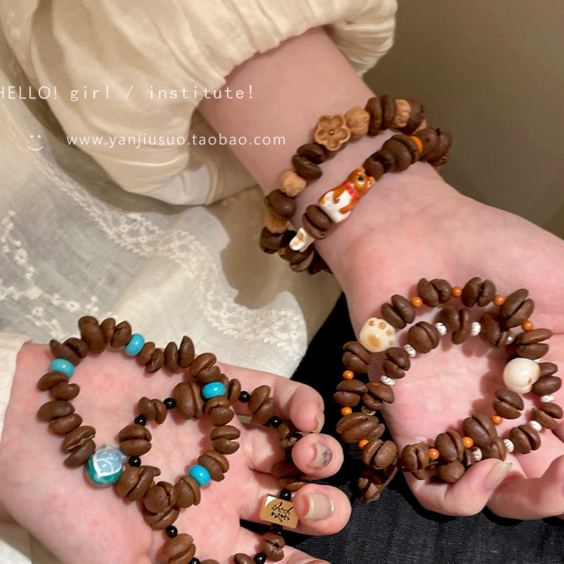 Coffee bean cat paw puppy beaded bracelet