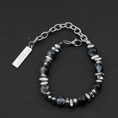 Ice crack spliced black gallstone bracelet
