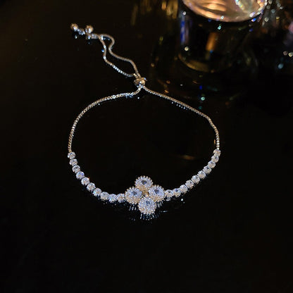 Zircon glass bead square heart adjustable bracelet