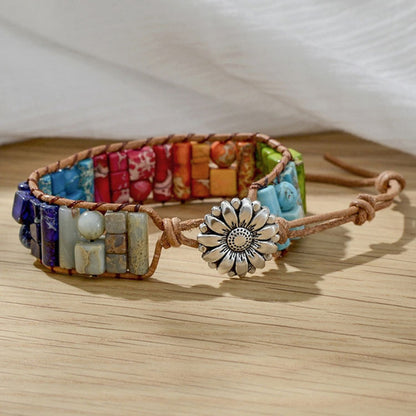 Hand-wound woven leather rope bracelet