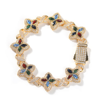 Four-leaf clover bracelet in zircon colors