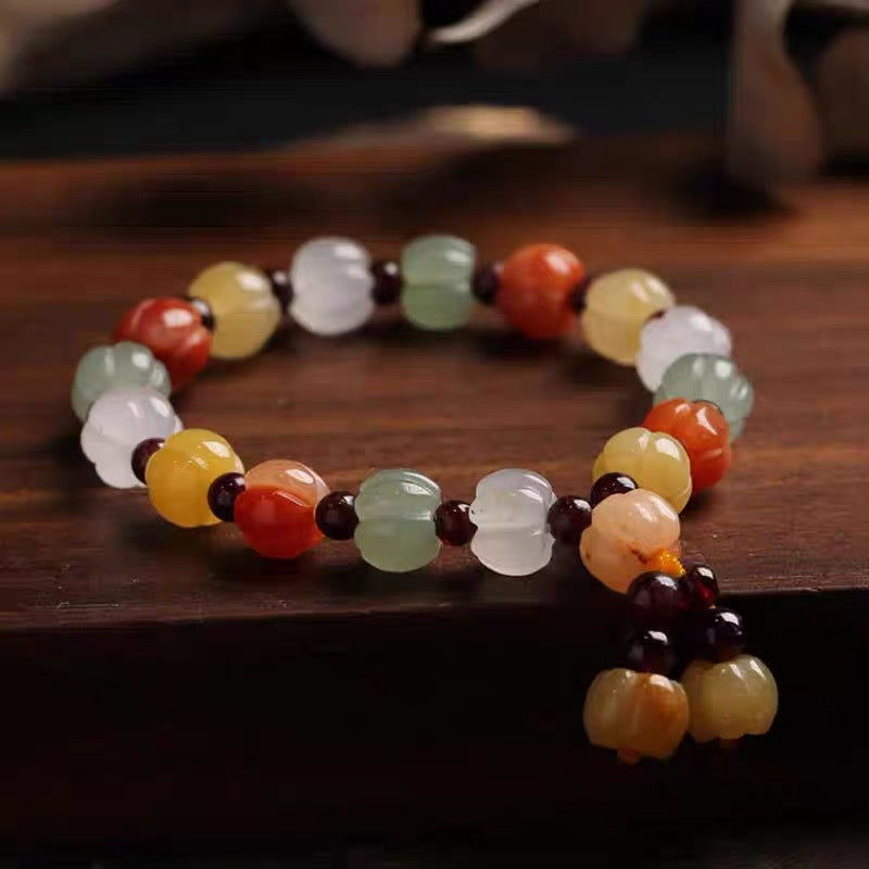 Natural gold thread jade bracelet