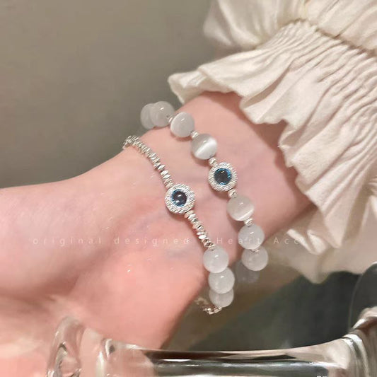 Chinese-style cat's eye stone beaded bracelet