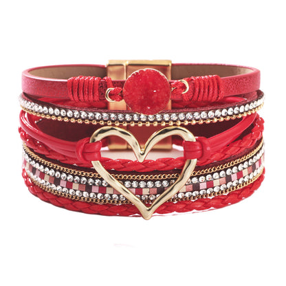 Cross bracelet with slightly set diamond magnetic clasp