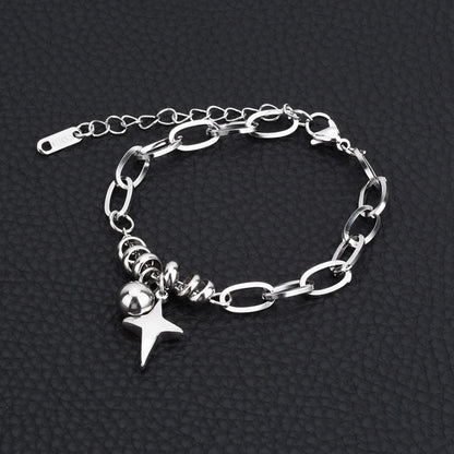Titanium steel bracelet with a cross star sphere