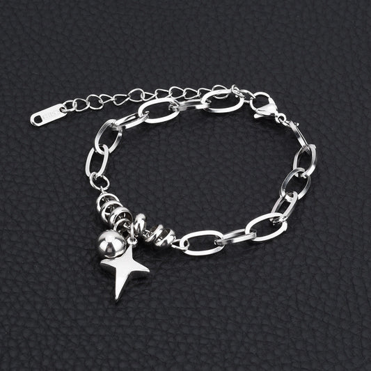 Titanium steel bracelet with a cross star sphere